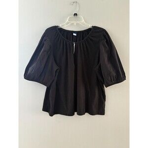 Old Navy Top Size XL Black Tshirt Feel Puff Sleeve Peasant Boho Blouse Soft NWT